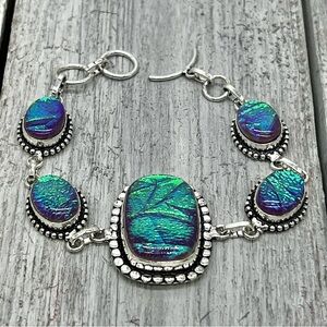 316. Sterling Triplet Opal Bracelet